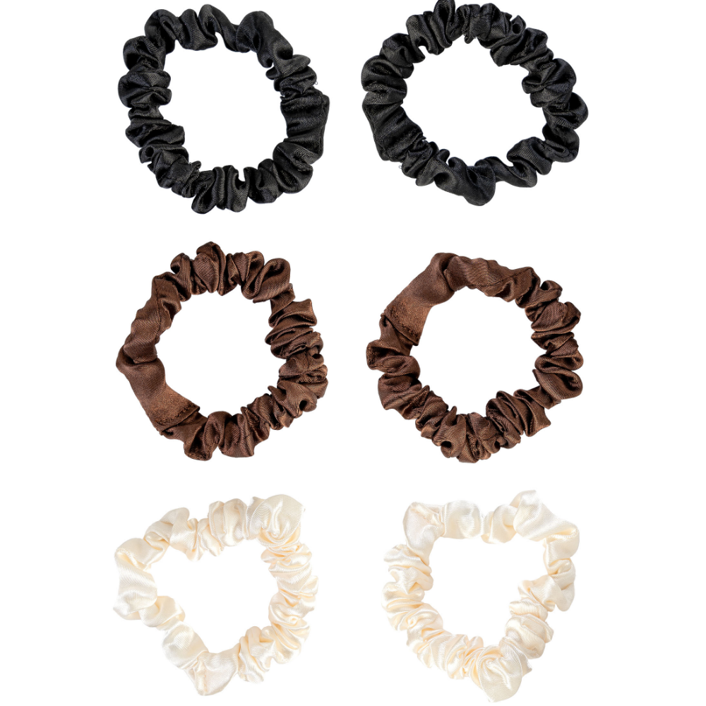 Brushworks Assorted Skinny Satin Scrunchies Pack of 6