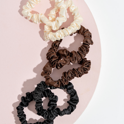 Brushworks Assorted Skinny Satin Scrunchies Pack of 6