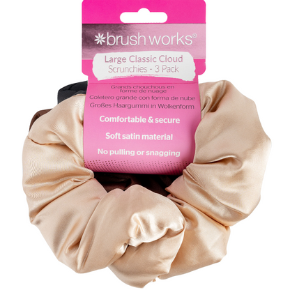 Brushworks Assorted Large Classic Cloud Scrunchies Pack of 3