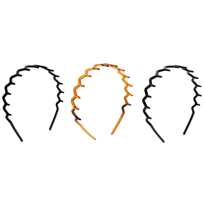 Brushworks Assorted Zig Zag Headbands Pack of 3