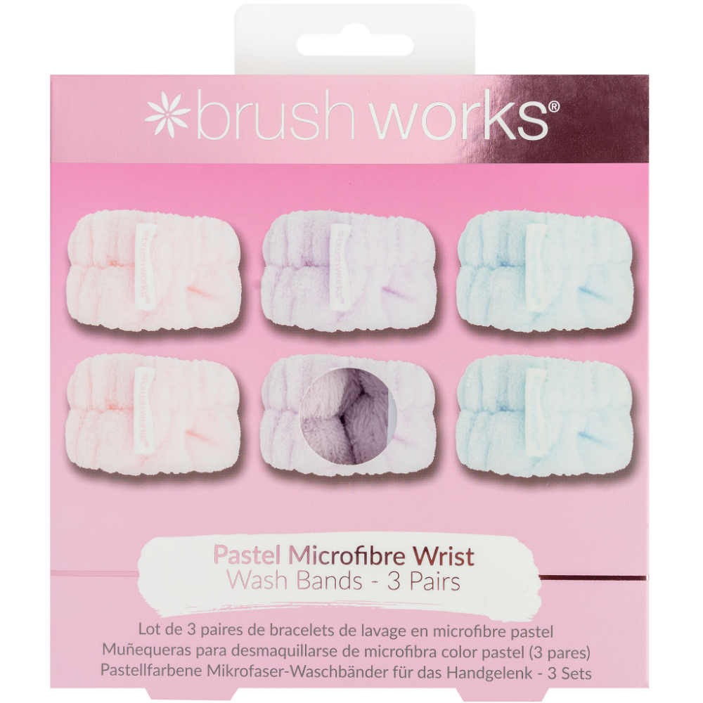 Brushworks Assorted Pastel Wrist Wash Bands 3 Pairs