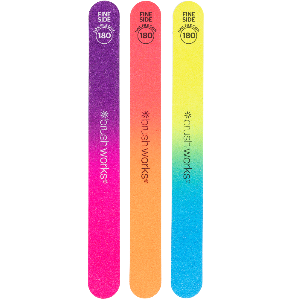 Brushworks Neon Nail Files Pack of 3