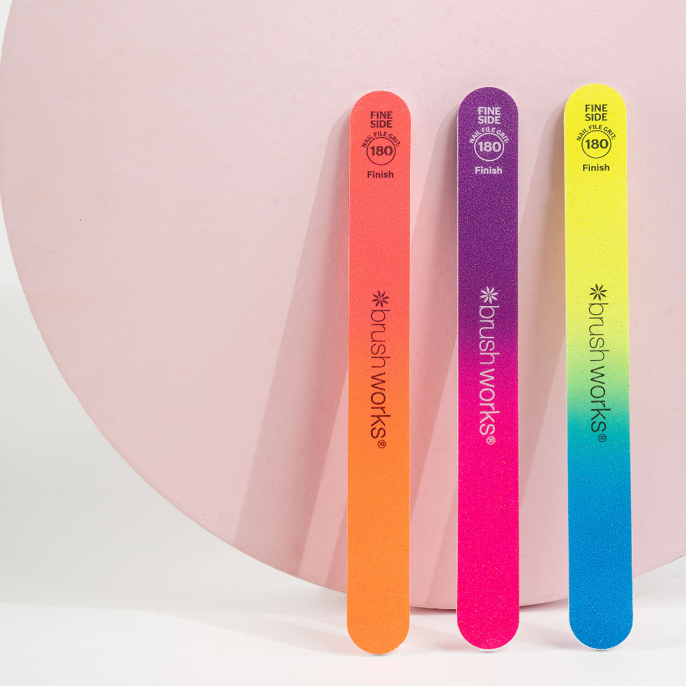 Brushworks Neon Nail Files Pack of 3