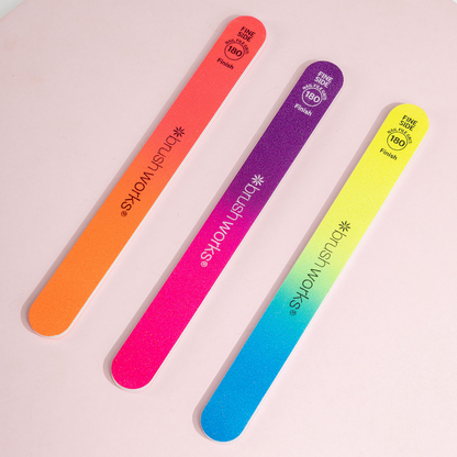 Brushworks Neon Nail Files Pack of 3