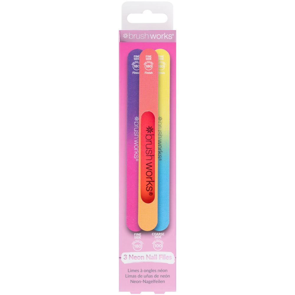 Brushworks Neon Nail Files Pack of 3