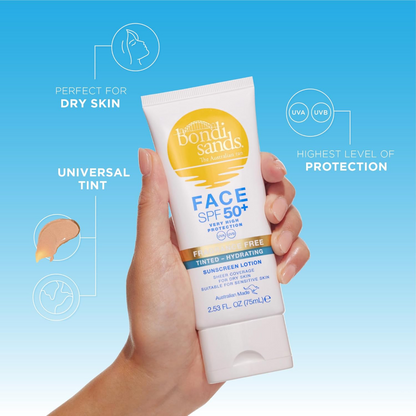 Bondi Sands Tinted Hydrating Face Sunscreen Lotion Fragrance-Free SPF50+ 75ml