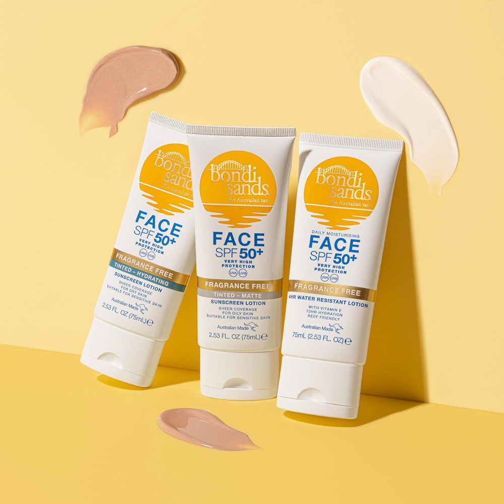 Bondi Sands Tinted Hydrating Face Sunscreen Lotion Fragrance-Free SPF50+ 75ml