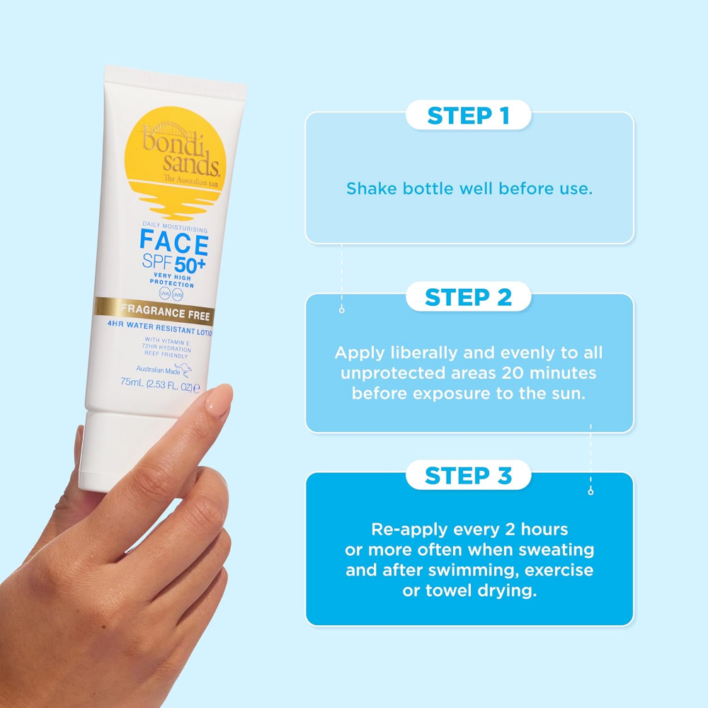 Bondi Sands Tinted Hydrating Face Sunscreen Lotion Fragrance-Free SPF50+ 75ml
