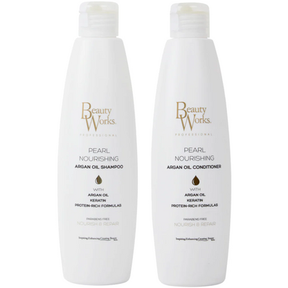 Beauty Works Pearl Nourishing Argan Oil Shampoo & Conditioner Twin 2 x 250ml