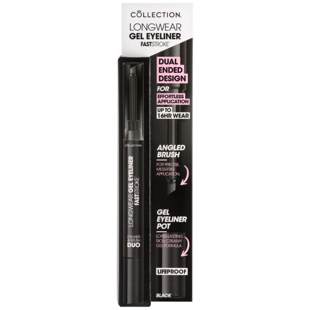 Collection Cosmetics Fast Stroke Longwear Gel Eyeliner & Brush Duo 12ml