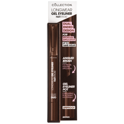 Collection Cosmetics Fast Stroke Longwear Gel Eyeliner & Brush Duo 12ml