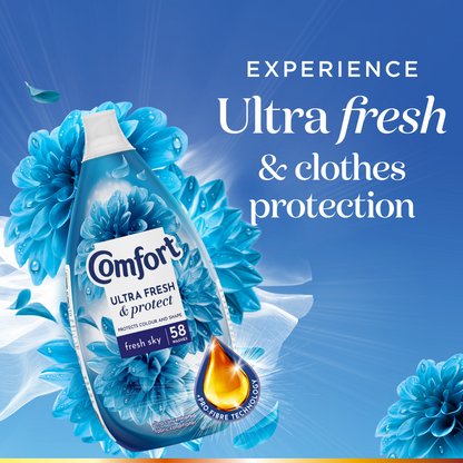 Comfort Ultra Fresh & Protect Fresh Sky Fabric Conditioner 58 Washes 870ml
