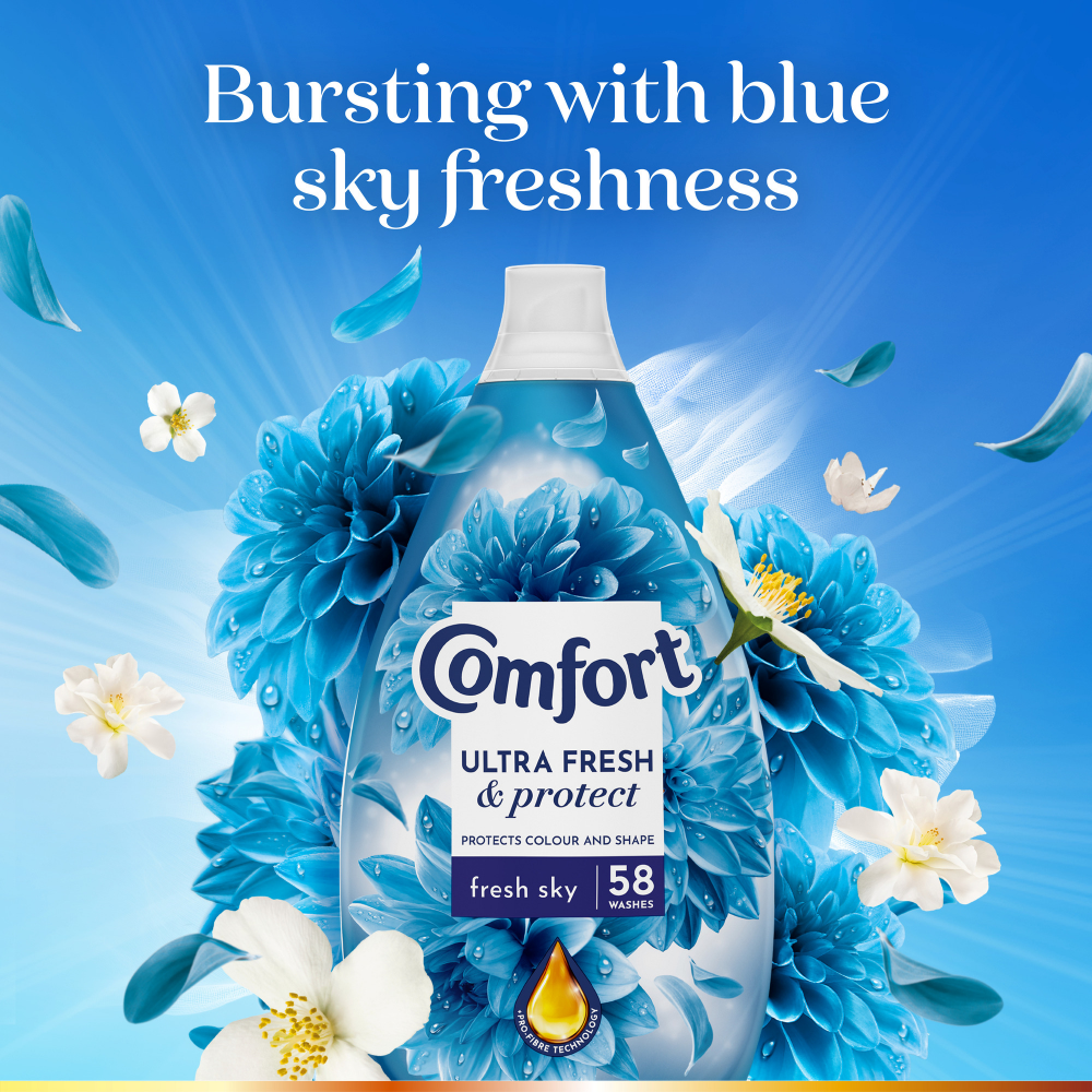 Comfort Ultra Fresh & Protect Fresh Sky Fabric Conditioner 58 Washes 870ml