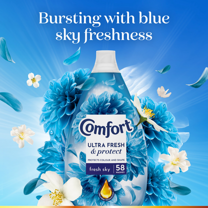 Comfort Ultra Fresh & Protect Fresh Sky Fabric Conditioner 58 Washes 870ml