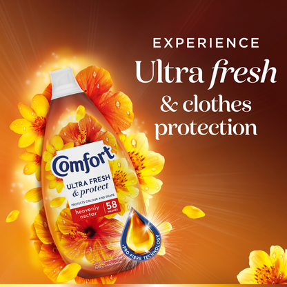 Comfort Ultra Fresh & Protect Heavenly Nectar Fabric Conditioner 58 Washes 870ml