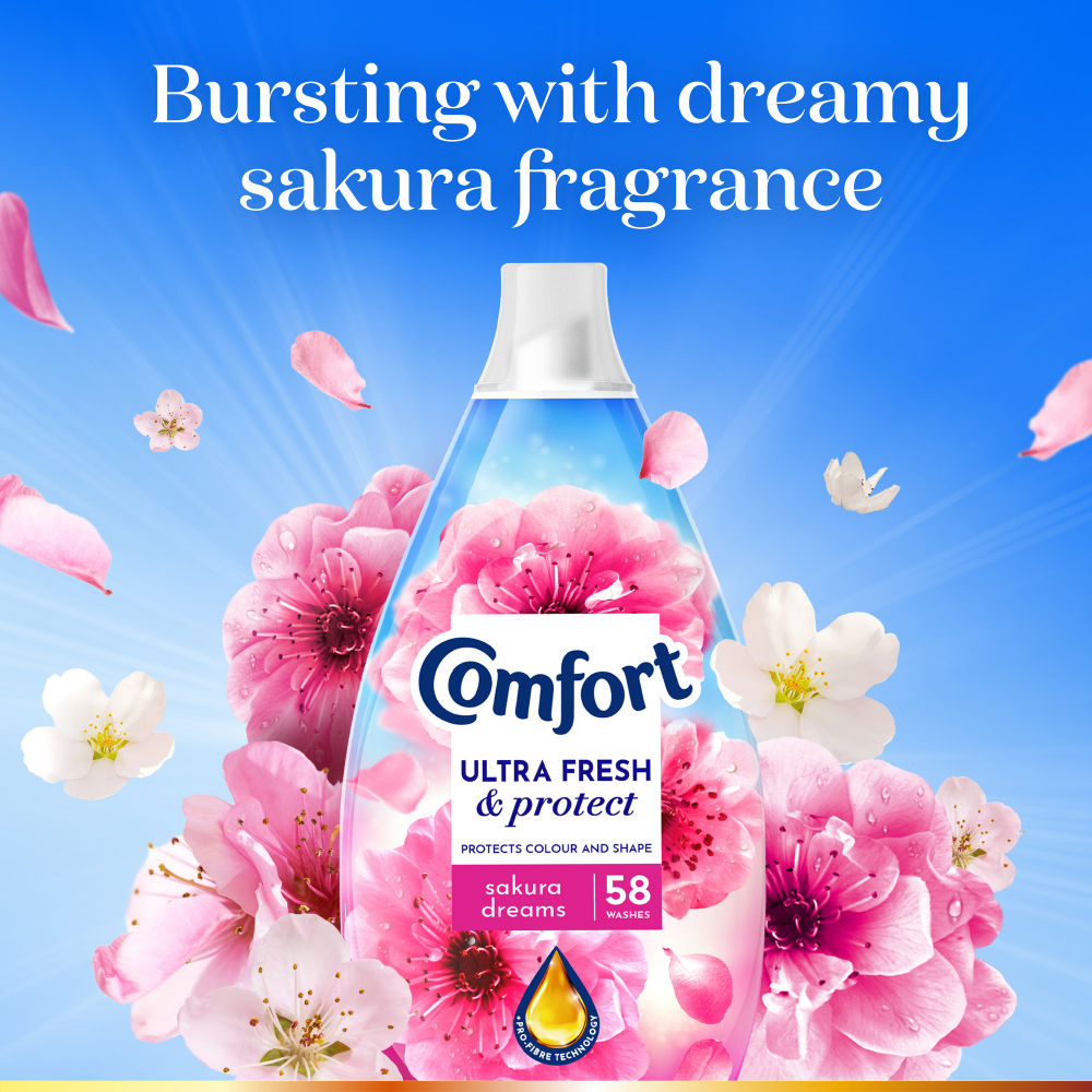 Comfort Ultra Fresh & Protect Heavenly Nectar Sakura Dreams Fabric Conditioner 58 Washes 870ml