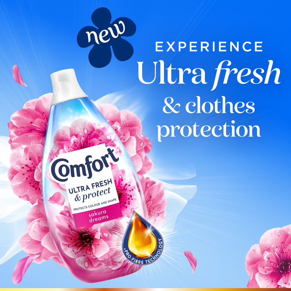 Comfort Ultra Fresh & Protect Heavenly Nectar Sakura Dreams Fabric Conditioner 58 Washes 870ml