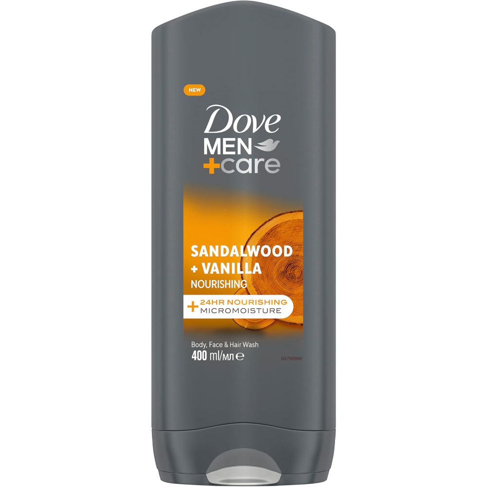 Dove Men Care Sandalwood & Vanilla 3-In-1 Hair, Face & Body Wash 400ml
