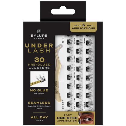 Eylure Underlash Pre-Glued Volume Salon Curl Individual Lash Clusters Black x30