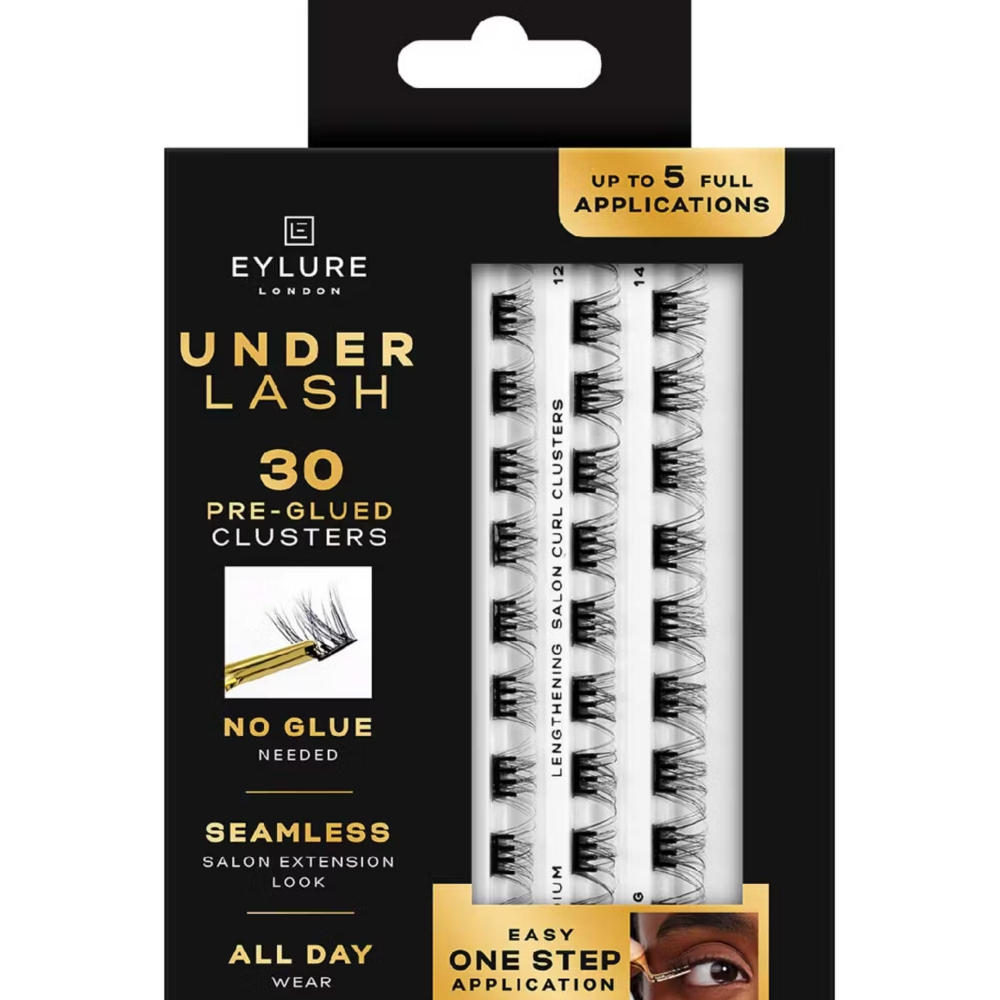 Eylure Underlash Pre-Glued Lengthening Salon Curl Individual Lash Clusters Black x30