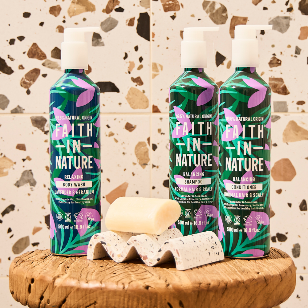 Faith In Nature Lavender & Geranium Shampoo & Conditioner Aluminium Bottle Twin 2 x 500ml