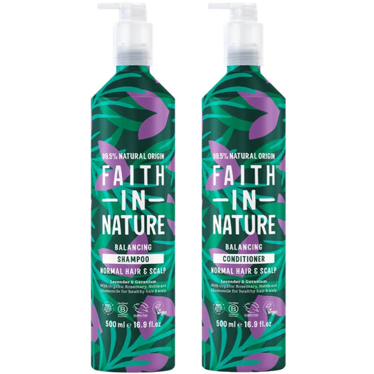 Faith In Nature Lavender & Geranium Shampoo & Conditioner Aluminium Bottle Twin 2 x 500ml