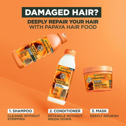 Garnier Ultimate Blends Papaya Hair Food Repairing Shampoo & Conditioner Twin 2 x 350ml