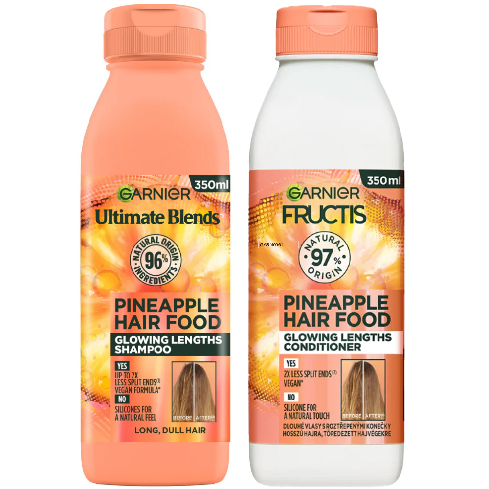Garnier Ultimate Blends Pineapple Hair Food Glowing Lengths Shampoo & Conditioner Twin 2 x 350ml