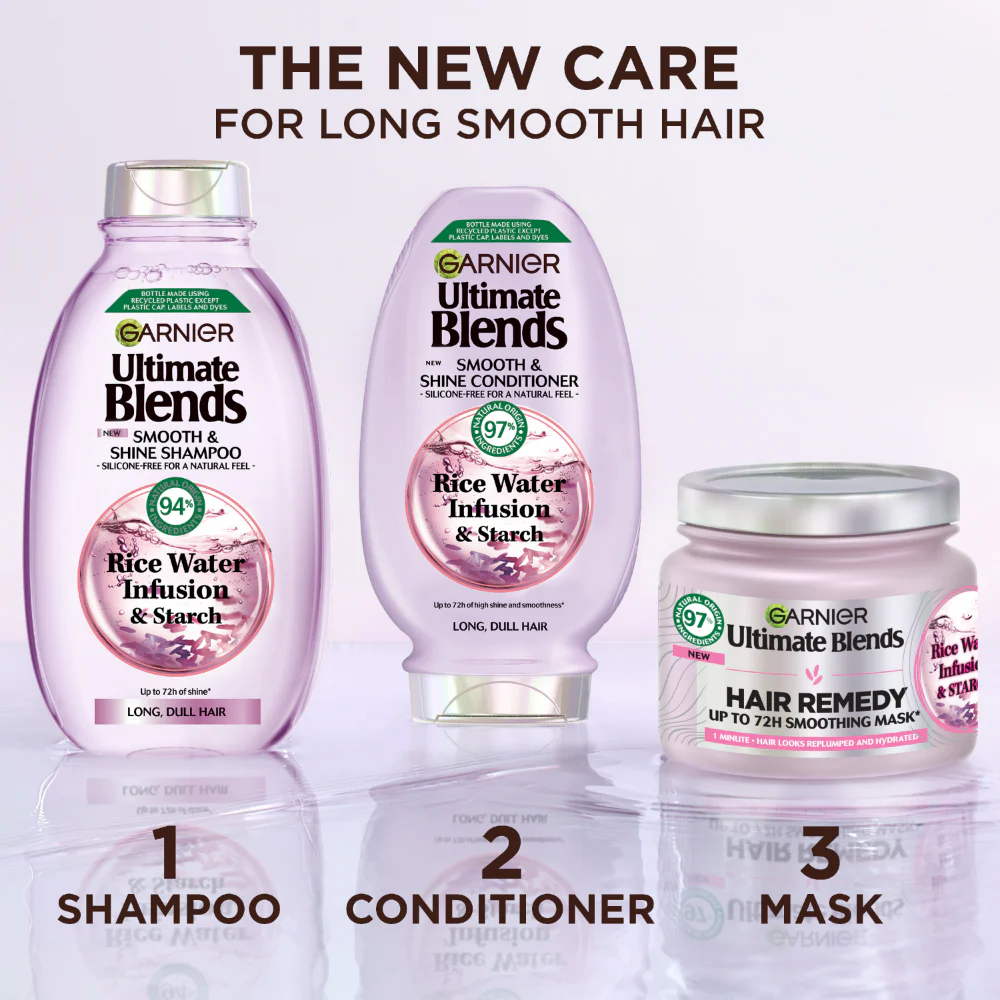 Garnier Ultimate Blends Rice Water Infusion Smooth & Shine Shampoo & Conditioner Twin 2 x 300ml