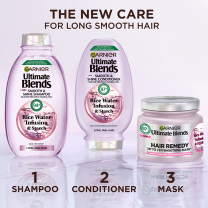 Garnier Ultimate Blends Rice Water Infusion Smooth & Shine Shampoo & Conditioner Twin 2 x 300ml