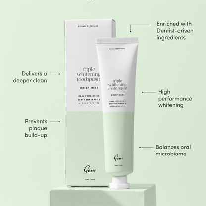 Gem Triple Whitening Toothpaste Crisp Mint 100g
