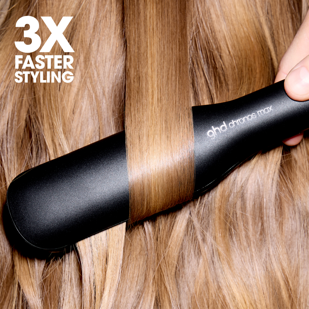 ghd Chronos Max Wide Plate Hair Straightener, 3x Faster Styling with 90% More Shine Black