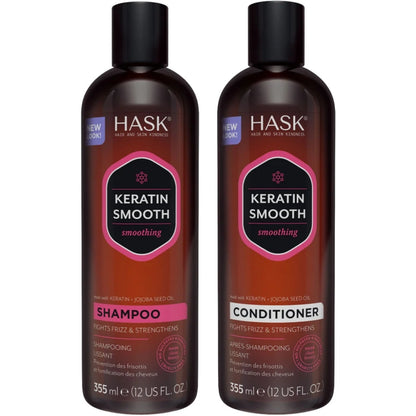 Hask Keratin Smooth Protein Smoothing Shampoo & Conditioner Twin 2 x 355ml