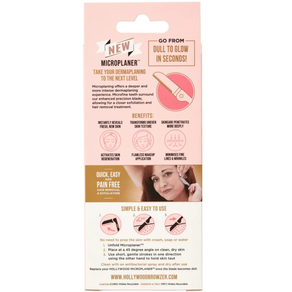 Hollywood Browzer Microplaning Hair Removal & Dermaplaning Tool Pearl