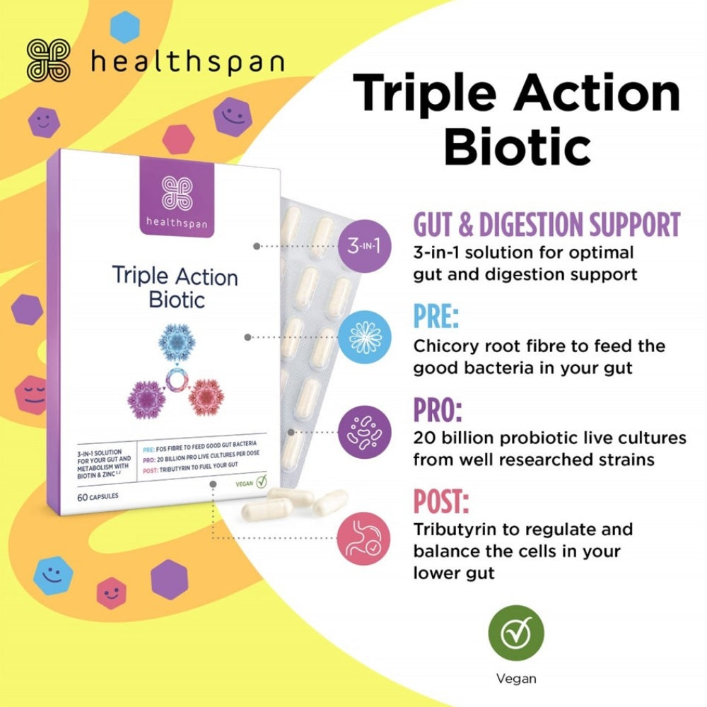 Healthspan Triple Action Biotic 60 Capsules