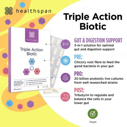 Healthspan Triple Action Biotic 60 Capsules