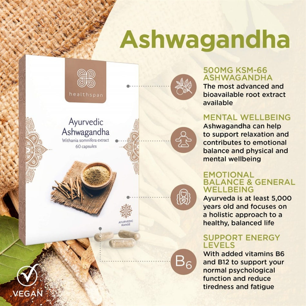 Healthspan Ayurvedic Ashwagandha 60 Capsules