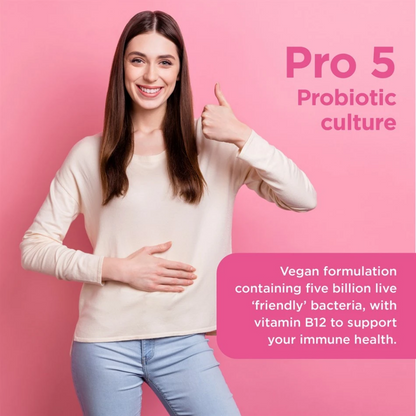 Healthspan Pro 5 Probiotic with 5 Billion Live Pro Cultures & Vitamin B12 for Immunity Support 60 Capsules