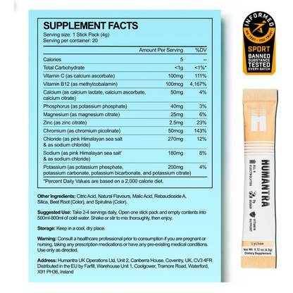Humantra Lychee Electrolyte Powder Hydrating Supplement x20
