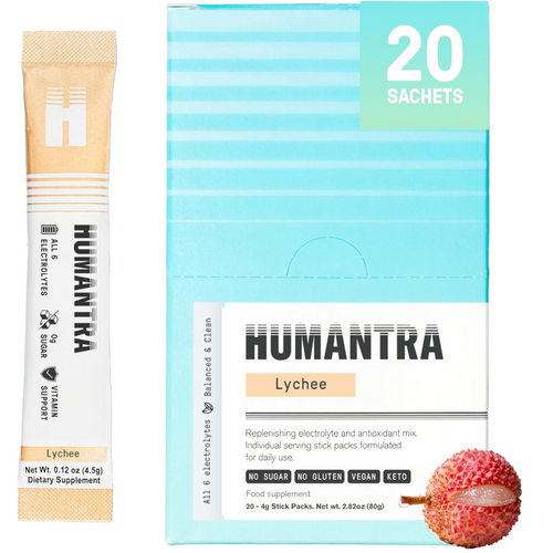 Humantra Lychee Electrolyte Powder Hydrating Supplement x20