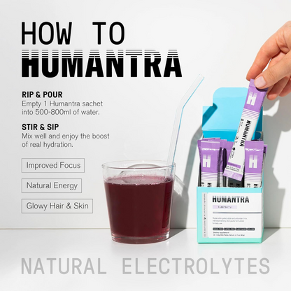 Humantra Elderberry Electrolyte Powder Hydrating Supplement x20