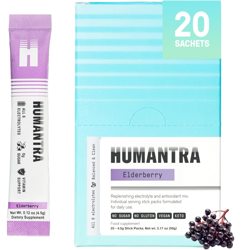 Humantra Elderberry Electrolyte Powder Hydrating Supplement x20