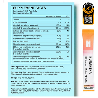 Humantra Berry Pomegranate Electrolyte Powder Hydrating Supplement x20