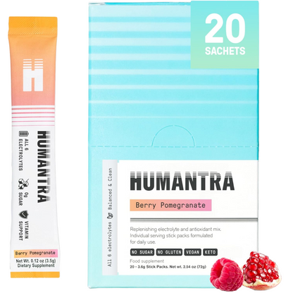 Humantra Berry Pomegranate Electrolyte Powder Hydrating Supplement x20