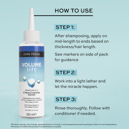 John Frieda Volume Lift Weightless Silk Strengthening Water 200ml