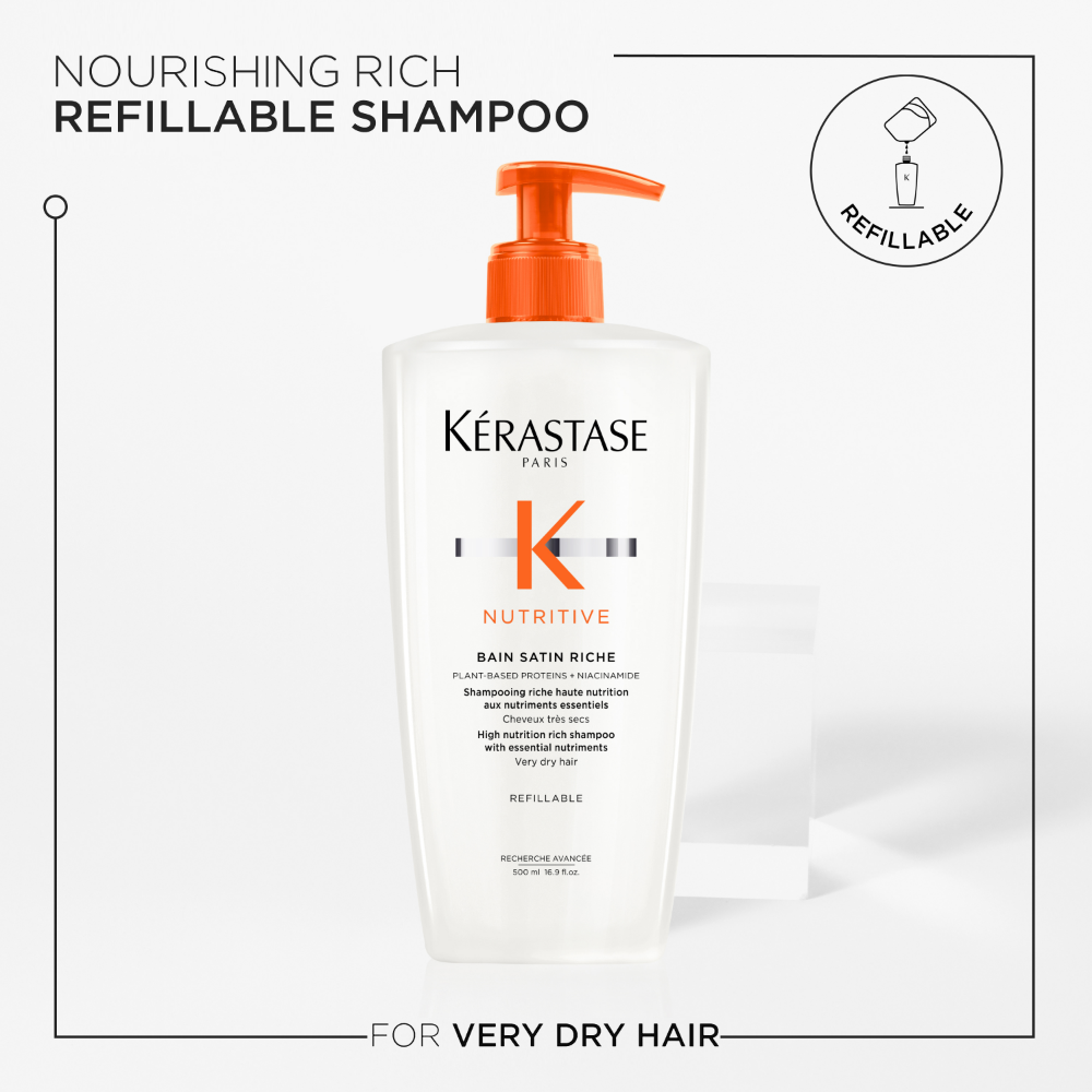 Kérastase Nutritive Bain Satin Riche High Nutrition Rich Shampoo Refillable Bottle 500ml