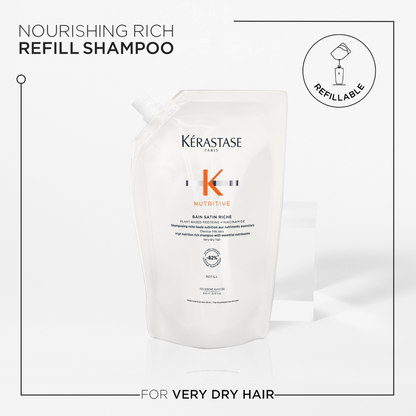 Kérastase Nutritive Bain Satin Riche High Nutrition Rich Shampoo Refill Pouch 500ml