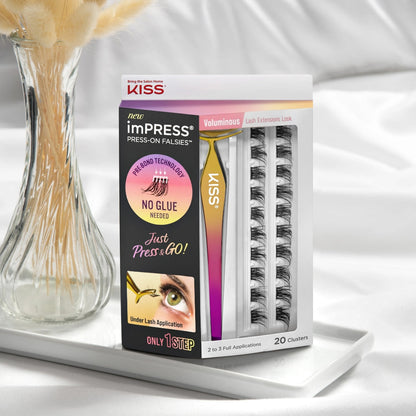 Kiss imPress Press-On Falsies Individual Lashes Black Authentic 12 Clusters