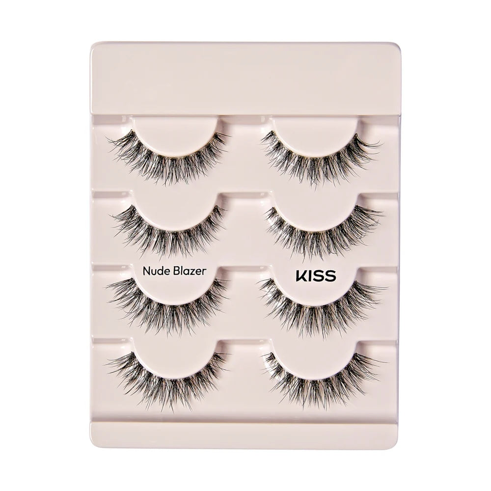 Kiss The New Natural Multipack 02 Nude Blazer Strip Lashes Black 4 Pairs