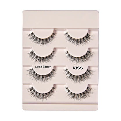 Kiss The New Natural Multipack 02 Nude Blazer Strip Lashes Black 4 Pairs